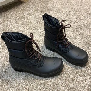Hunter short quilted lace-up boots